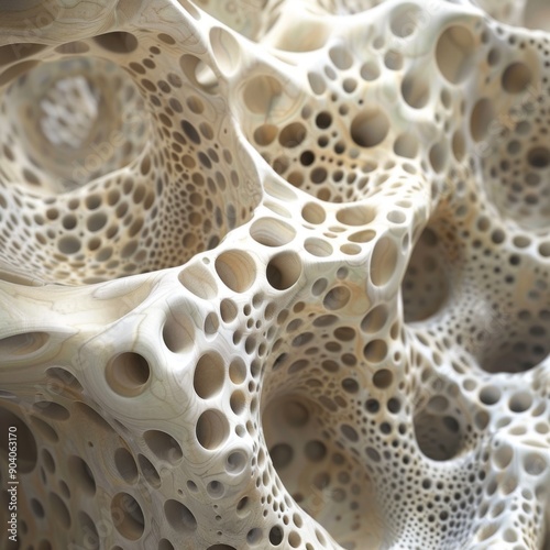 Intricate natural texture with unique patterns of holes and curves, showcasing the beauty of organic design.