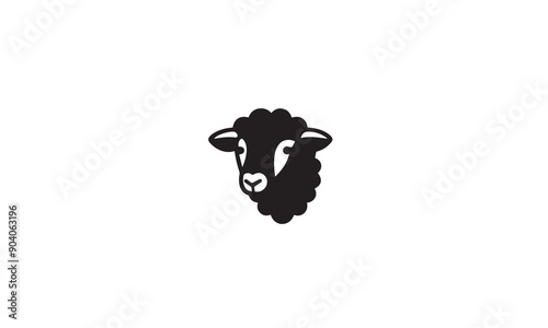 sheep farm field vector icon logo black design simple flat style template on white background