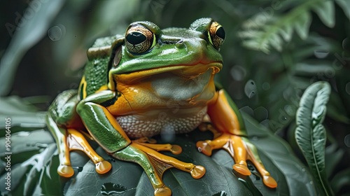 Australian endangered Green and Golden Bell Frog photo