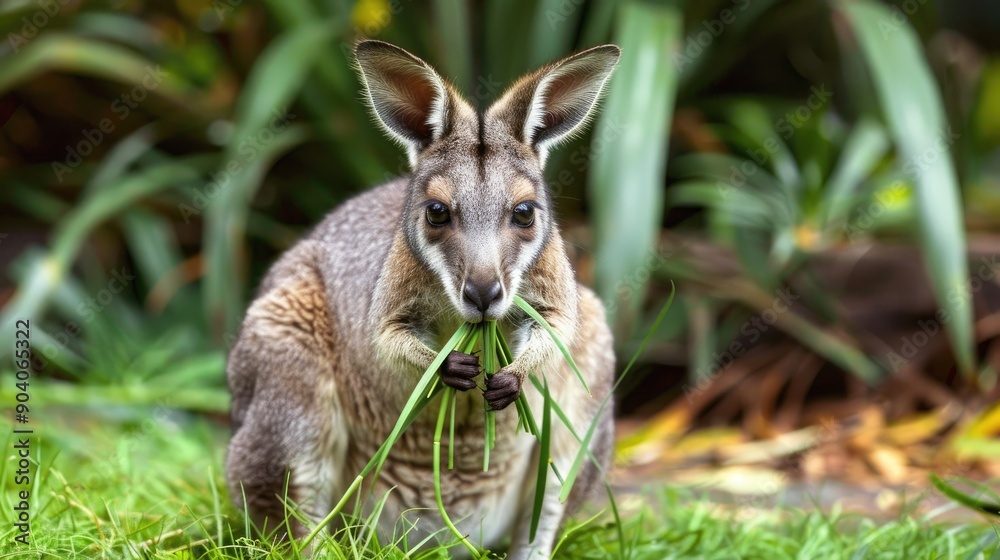 The red necked wallaby eats grass Bennett s wallaby Macropus rufogriseus The red necked wallaby eats grass Bennett s wallaby Macropus rufogriseus