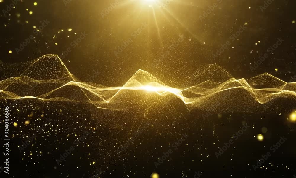 Golden Waves of Celebration: Abstract golden waves shimmer against a black backdrop, radiating luxury and celebration with ethereal sparkles and radiant light effects. Golden Waves of Celebration: Abstract golden waves shimmer against a black backdrop, radiating luxury and celebration with ethereal sparkles and radiant light effects.