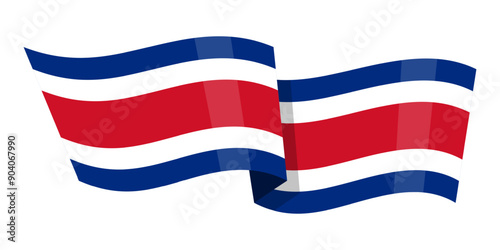 Free Download Vector illustration of wavy Costa Rica flag on transparent background - GFXLoad