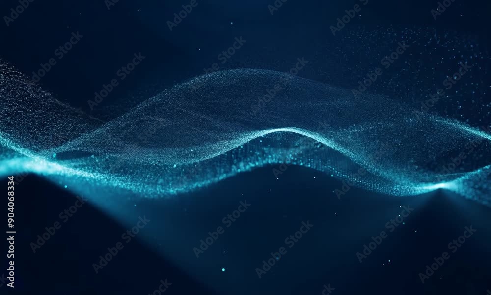 Digital Wave of Innovation: A mesmerizing azure wave of particles dances across a dark background, embodying the essence of technology, data, and digital transformation. Digital Wave of Innovation: A mesmerizing azure wave of particles dances across a dark background, embodying the essence of technology, data, and digital transformation.