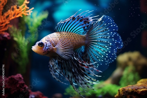 Colorful guppy fish in a fish tank