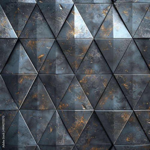 Stylish geometric metal wall panels with a textured surface, enhancing modern interior design with a unique industrial touch.