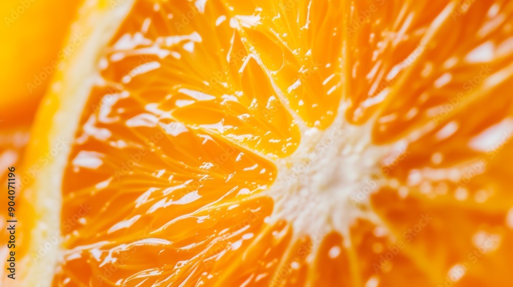 A vibrant slice of orange fruit, showing the juicy segments and bright color A vibrant slice of orange fruit, showing the juicy segments and bright color