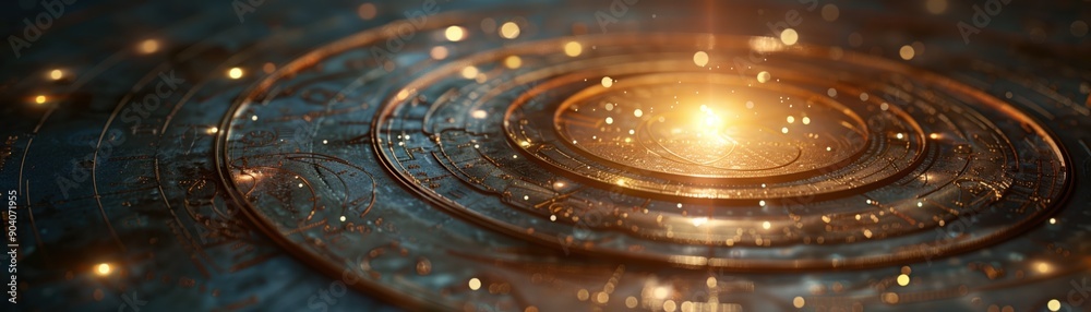 Abstract Cosmic Energy Concept with Glowing Particles and Circular Patterns - Futuristic Digital Art Background Abstract Cosmic Energy Concept with Glowing Particles and Circular Patterns - Futuristic Digital Art Background