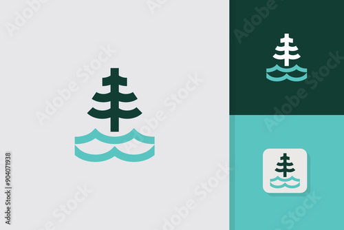 water tree logo design vector template