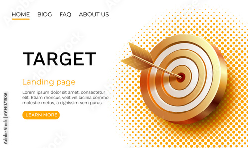 Target landing page, banner business 3d icon. Vector illustration