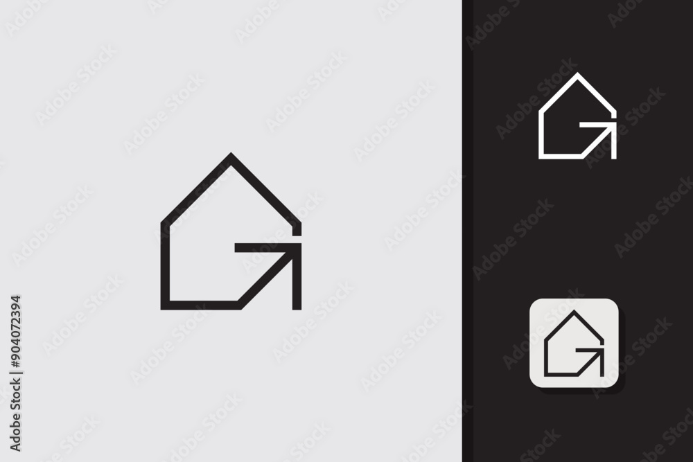 minimalist letter g house logo design vector template minimalist letter g house logo design vector template