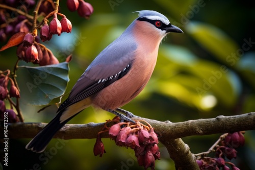 Purple wings and chestnut breasted malkoha bird at branch  photo