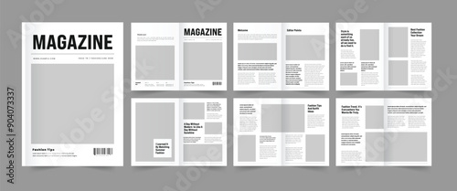  Magazine Layout Template Black and White Design
