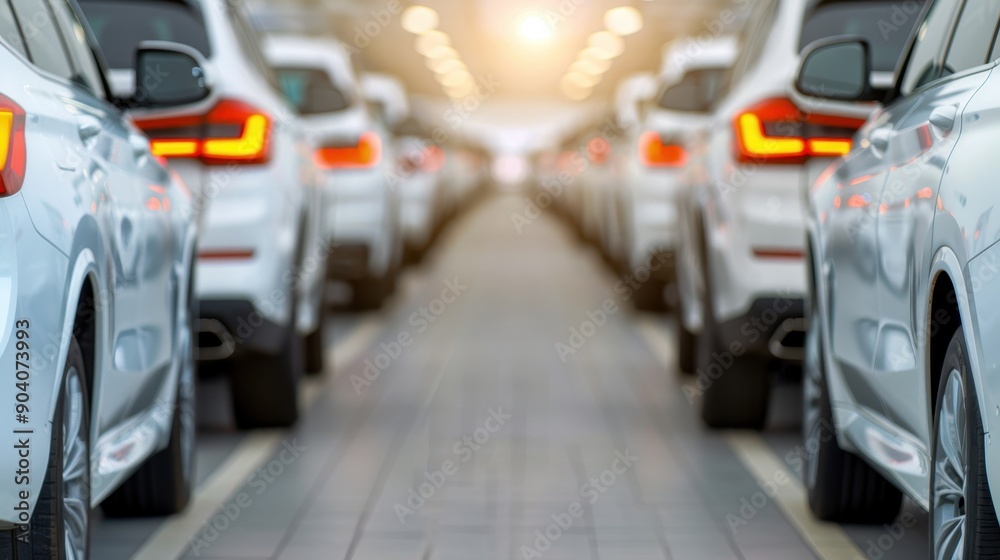 A row of modern white cars in a well-lit showroom, showcasing sleek designs and gleaming finishes, ideal for automotive marketing. A row of modern white cars in a well-lit showroom, showcasing sleek designs and gleaming finishes, ideal for automotive marketing.