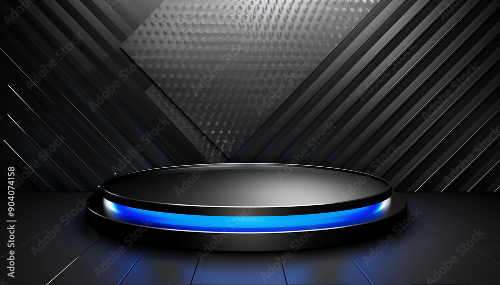 Futuristic Black and Blue Podium with High-Tech Car Racing Background
Futuristic Black and Blue Podium with High-Tech Car Racing Background