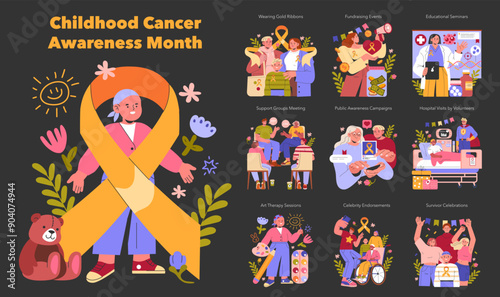 Childhood Cancer Awareness Month. Flat Vector Illustration