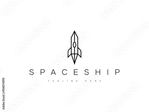 minimal rocket line logo design