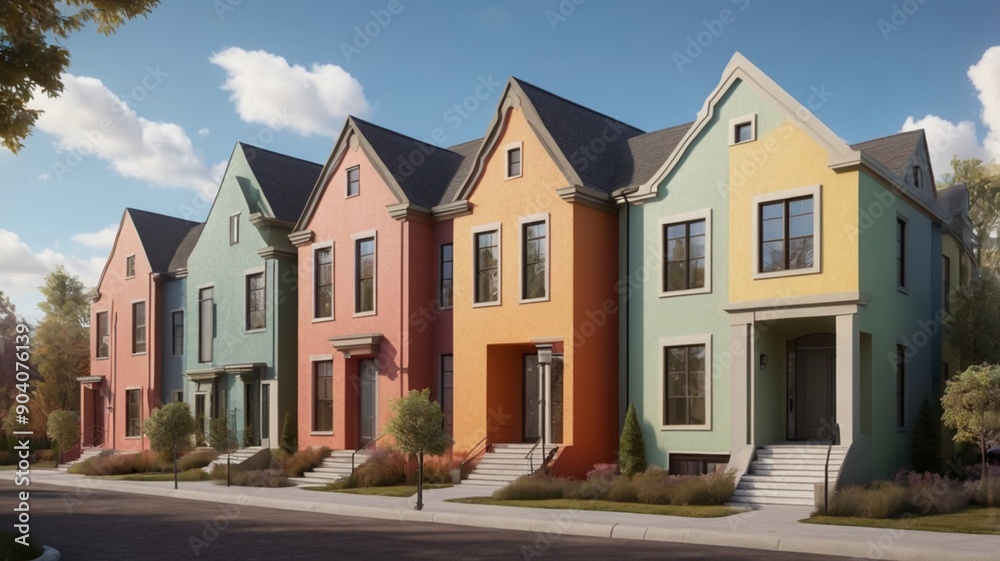 colourful stucco finish traditional private townhouses colourful stucco finish traditional private townhouses