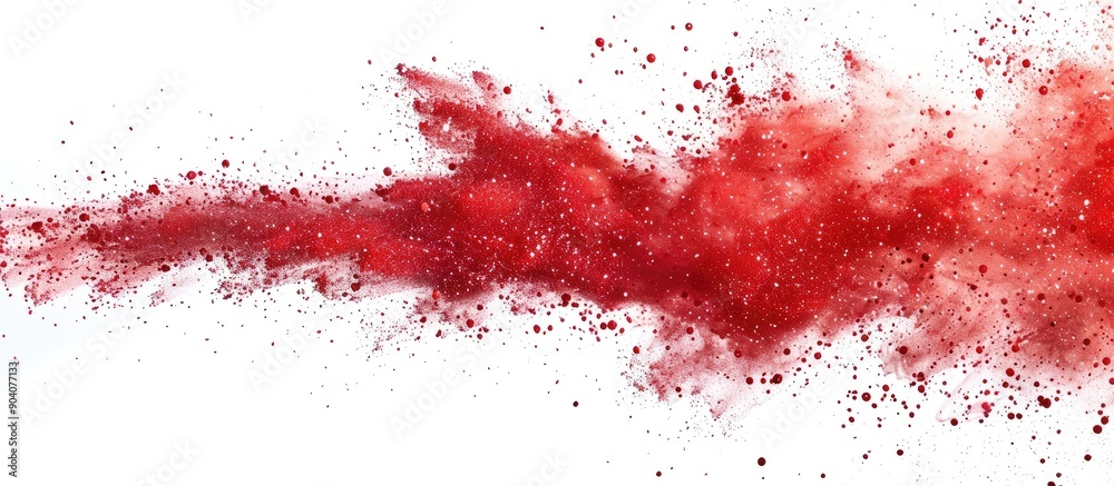 Red glitter powder exploding with copy space image against a white backdrop Red glitter powder exploding with copy space image against a white backdrop