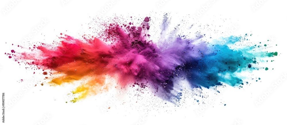 Fototapeta premium Colorful powder explosion on a white background versatile as a copy space image