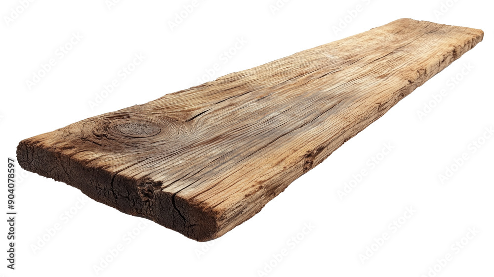 wooden board isolated on transparent background, wood plank cutout 