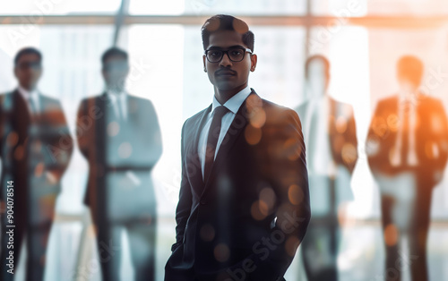 An Indian businessman standing confidently, symbolizing productivity, business leadership, and success in a competitive market