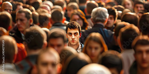 Wallpaper Mural Hidden in Plain Sight: A figure blending seamlessly into the crowd. Torontodigital.ca