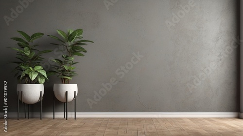 plant in a vase in interior home | interior background of room with gray stucco wall