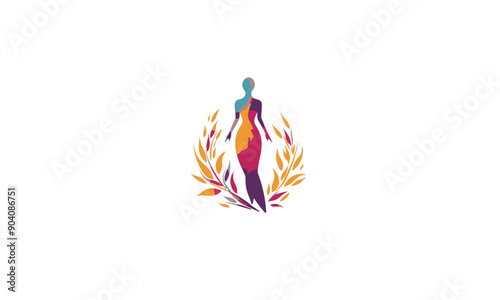  Silhouette Woman Wellness, Success, Empowered and Health logo design on white background