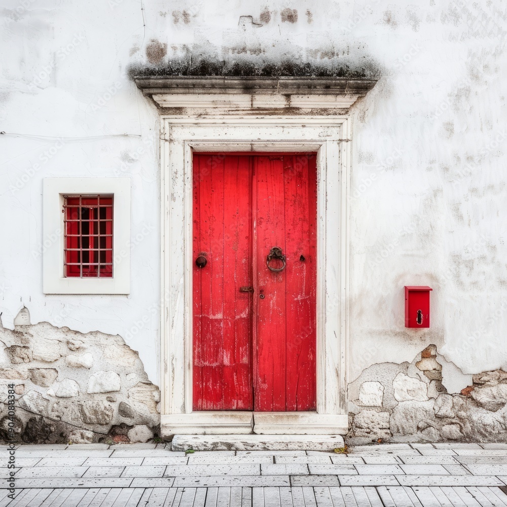 Fototapeta premium Medium shot of old Door, isolated on a white background, bright and vivid tonality 