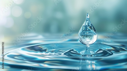 Minimalist water droplet with hydroelectric power symbols, Water Sustainability, Renewable Energy, No logo, No Trademark, No text, minimal concept with copy space for stock photo