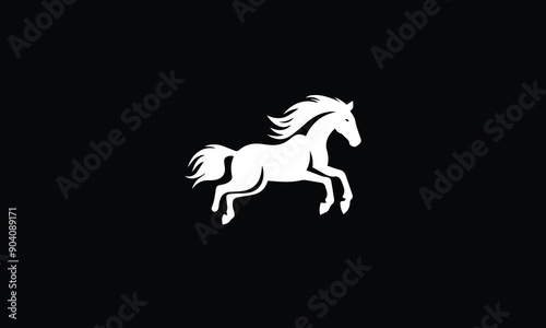 running horse logo design black simple flat icon on white background