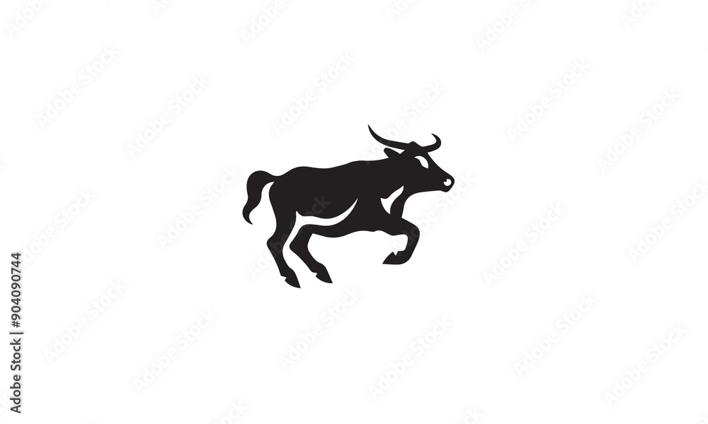 run cow logo design black simple flat icon on white background run cow logo design black simple flat icon on white background