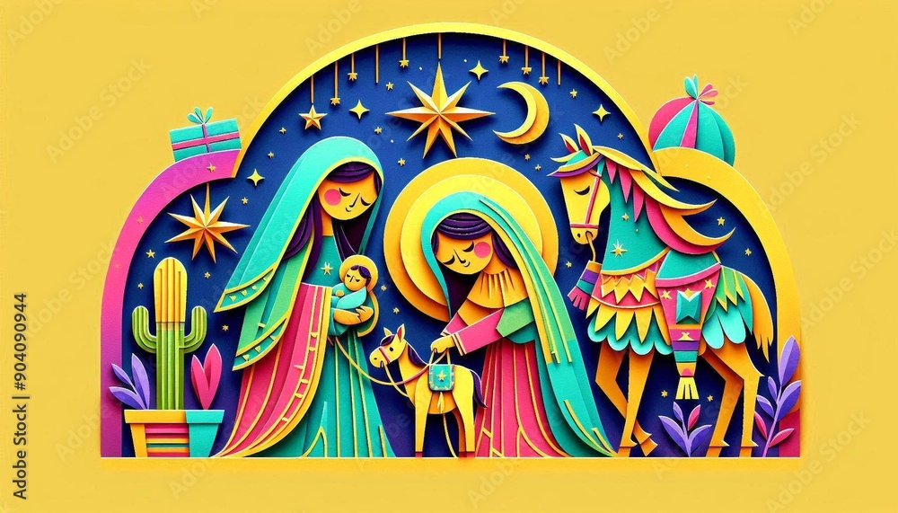 Fototapeta premium Pesebre Papercut