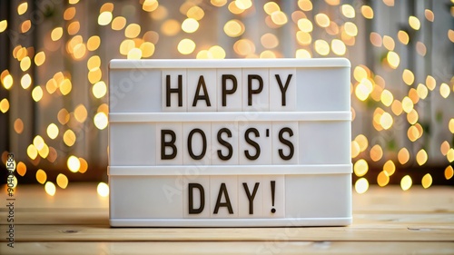 Happy Boss's Day Light Box with Bokeh Lights.
