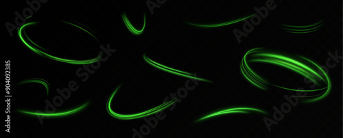 Green neon ring. Glowing circle. Glow effect. Round light frame. abstract light lines of movement and speed. Abstract light lines of movement and speed. light green ellipse.