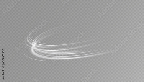 Magic spiral with sparkles.White light effect.Glitter particles with lines.Swirl effect.Texture of cold winter wind. Holiday vector snowstorm. Christmas cold snowstorm effect.Light effect.
