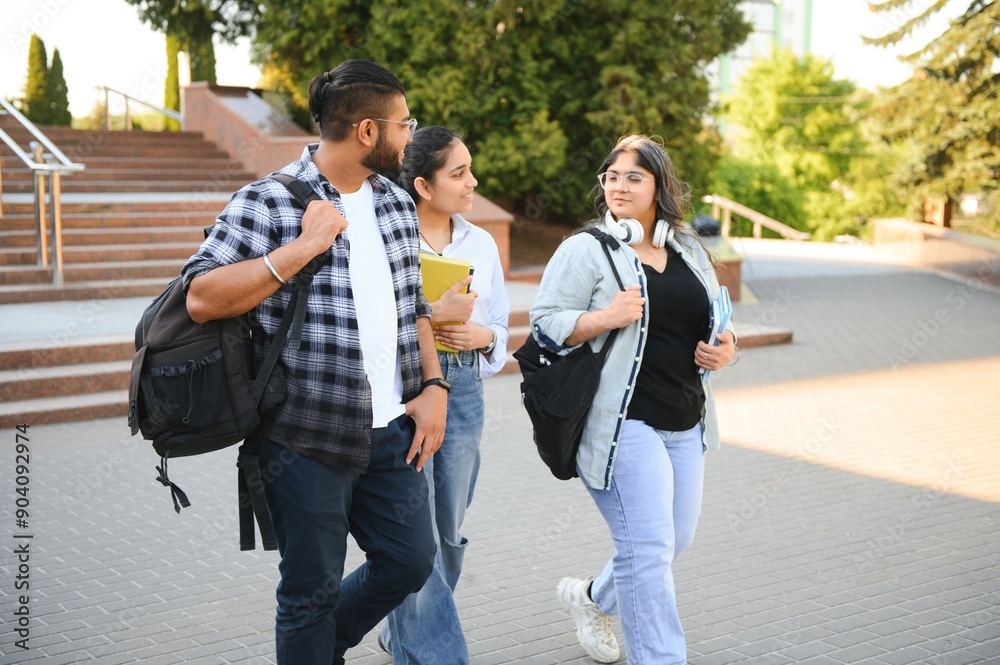 Fototapeta premium Group of Indian or Asian college students in the campus