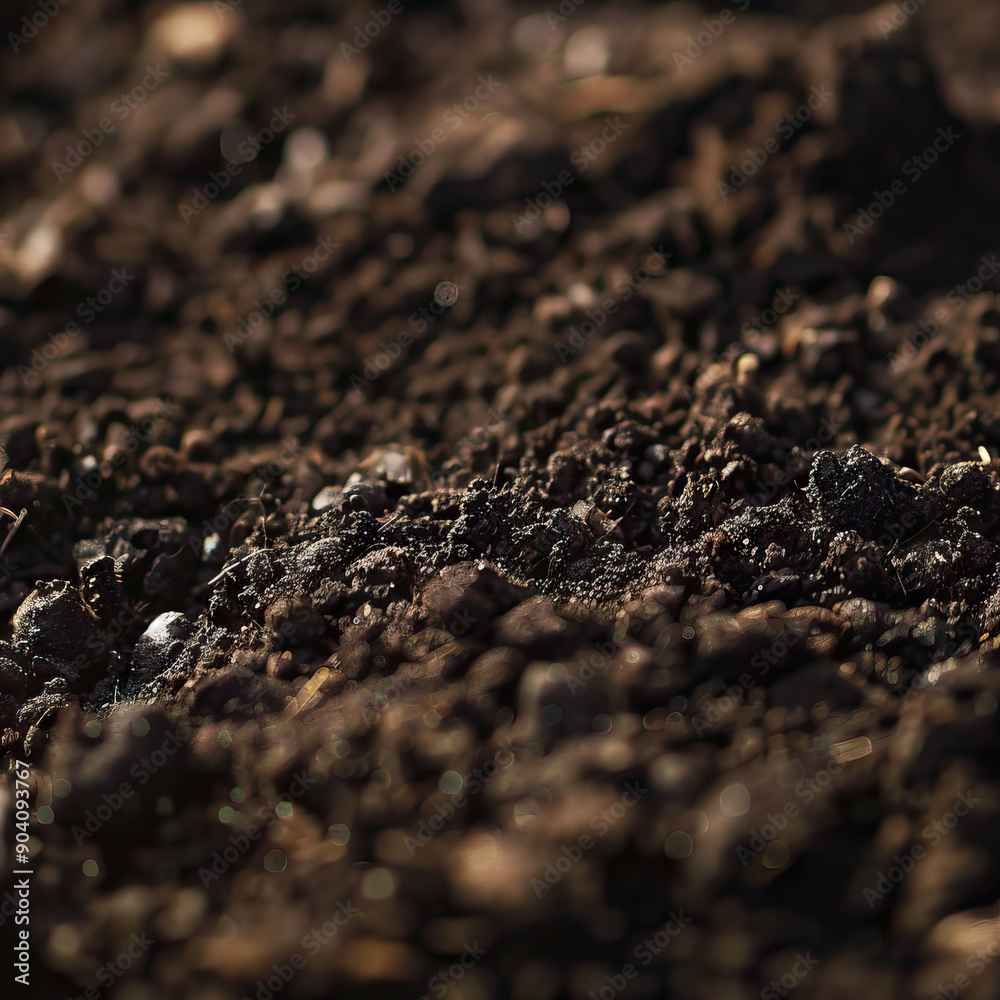 Pure Earth: A close-up shot of rich, dark soil, perfectly turned over for planting. Pure Earth: A close-up shot of rich, dark soil, perfectly turned over for planting.