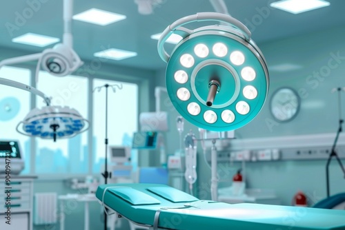 Modern operating room with medical equipment representing healthcare surgery and patient care in a clean and professional environment