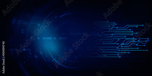 2d illustration Abstract futuristic electronic circuit technology background