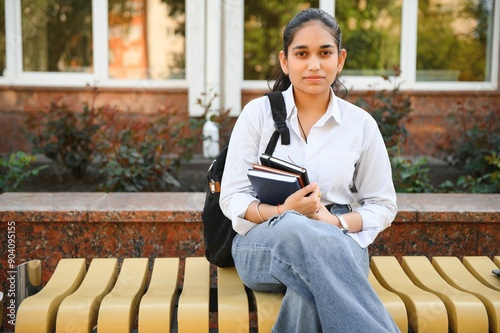 Photography pretty indian college girl at the University