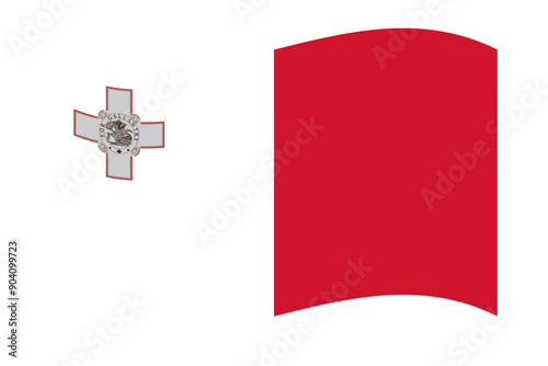 Vector illustration of wavy Malta flag on transparent background