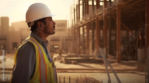 Construction Worker Contemplating Progress