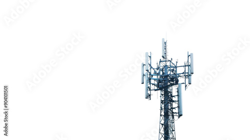 Communication tower on transparent background