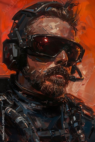 Retro style space pilot stranded on an alien planet trying to survive