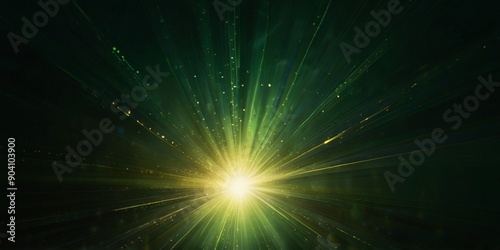 abstract background with stars | asymmetric green light burst abstract beautiful rays