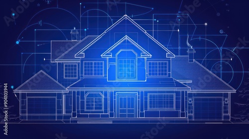 Blueprint of a Two-Story House with Garage