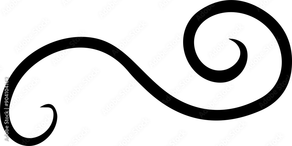 Obraz premium Abstract curly calligraphic line. Scribble twist with black contour line. 