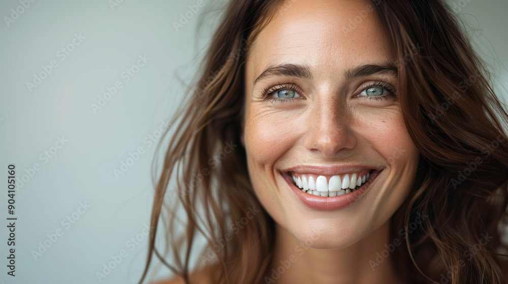 Portrait of Smiling Middle-Aged Woman with Perfect Smile and Happy Expression Portrait of Smiling Middle-Aged Woman with Perfect Smile and Happy Expression