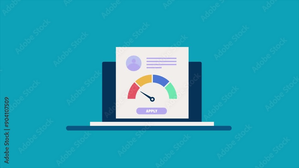 Online loan application, Credit score check, Online loan approval, Loan apply with credit score document. Animation video clip.